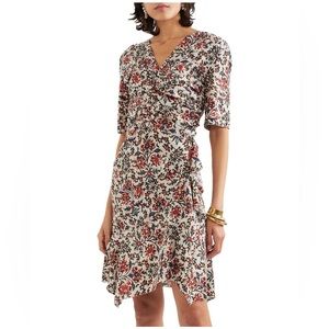 ISABEL MARANT Arodie ruched floral-print silk-blend crepe dress ✨NWT✨